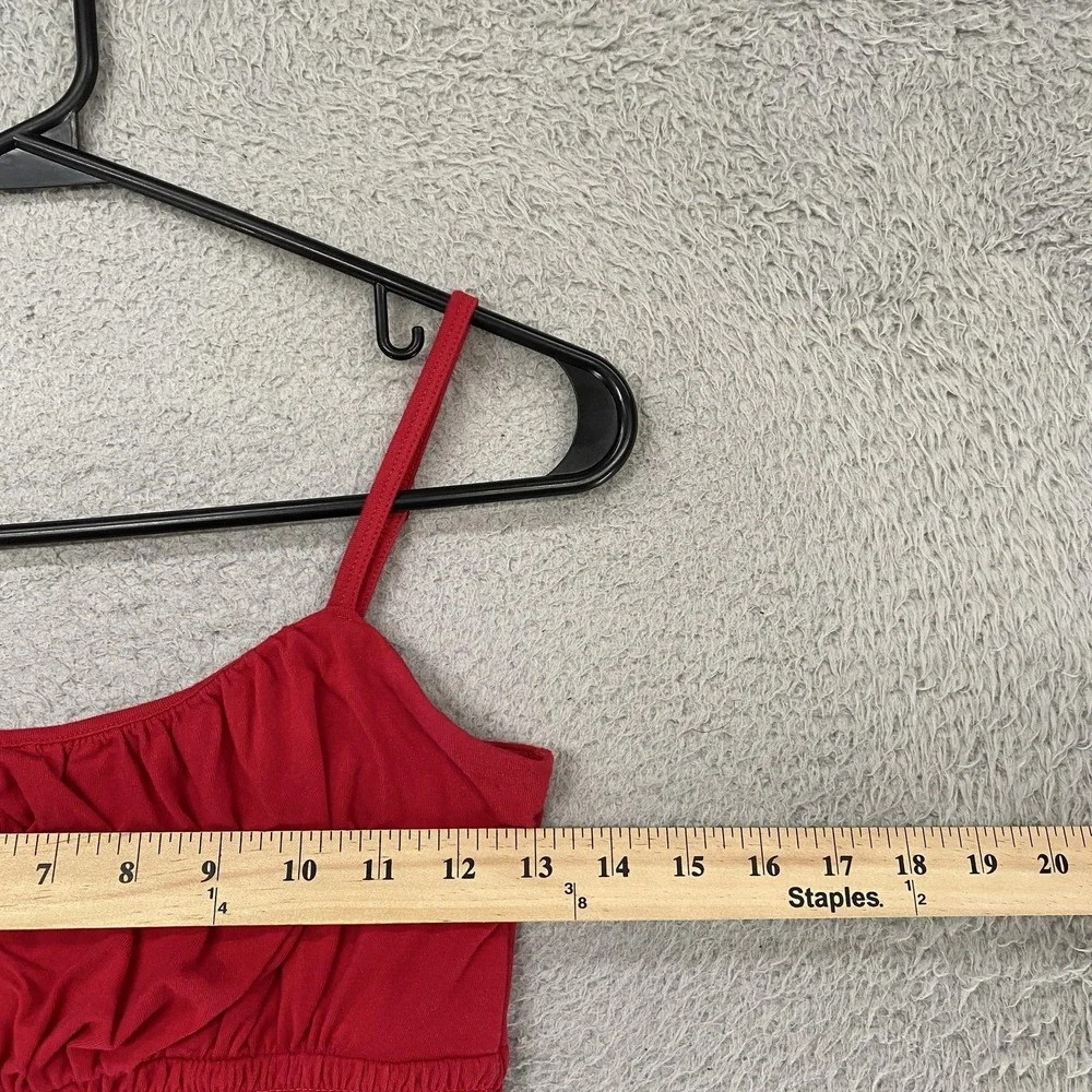 Hollister Crop Tank Size Small Red Smocked Lettuce Hem Crop Ruffle Valentines
